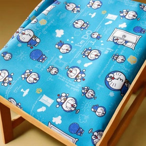 Doraemon Fabric - Cartoon Twill Fabric - Fine Canvas Fabric - Quilting Fabric - By The Half Yard
