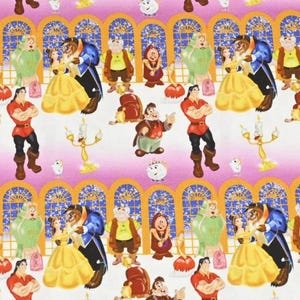 Belle Beauty and the Beast Fabric - Cartoon Fabric - 100% Cotton - Quilting Fabric - By The Half Yard