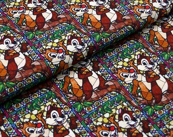 Chip and Dale Fabric - Disney Fabric - Cartoon Fabric - 100% Cotton Fabric - Quilting Fabric - Sold by The 1/2 Yard