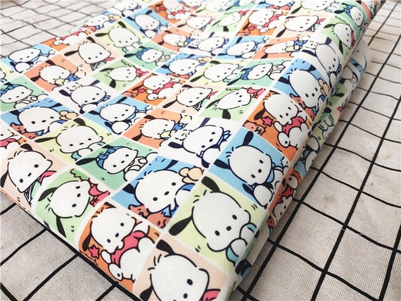 Sanrio Pochacco Fabric - Cartoon Twill Fabric - Fine Canvas Fabric - Quilting Fabric - By The Half Yard