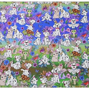 Disney's 101 Dalmatians Fabric - Dalmatians Dogs Fabric- Cartoon Fabric - 100% Cotton Fabric - Quilting Fabric - By The Half Yard