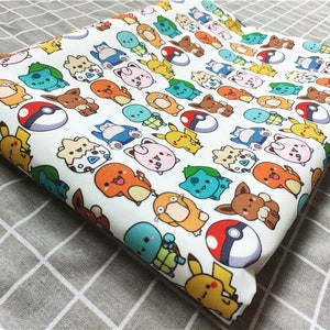 Pokemon Fabric - Pocket Monster Cartoon Twill Fabric - Fine Canvas Fabric - Quilting Fabric - By The Half Yard