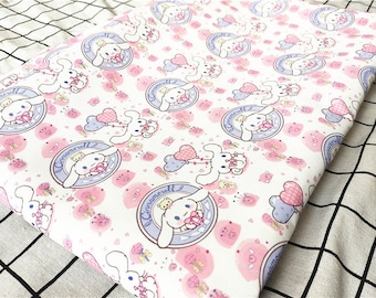 Sanrio Cinnamoroll Fabric - Cartoon Fabric - Polyester Canvas Fabric - Sold by The 1/2 Yard