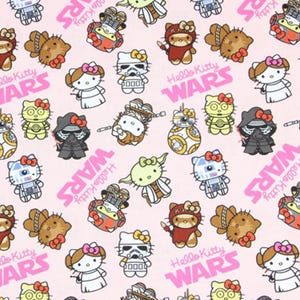 Hello Kitty and Star Wars Fabric - Cat Lucky Kitty Fabric - Cartoon Fabric - 100% Cotton Fabric - Quilting Fabric - By The Half Yard
