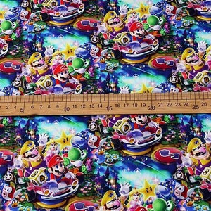 Super Mario Luigi Fabric - Japanese Anime Fabric- Cartoon Fabric - 100% Cotton Fabric - Quilting Fabric - By The Half Yard