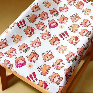 Shiba inu Fabric - Cartoon Twill Fabric - Fine Canvas Fabric - Quilting Fabric - By The Half Yard