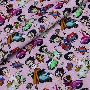 Betty Boop Fabric - Jazz Age Flapper Fabric - Cartoon Fabric - 100% Cotton Fabric - Quilting Fabric - By The Half Yard