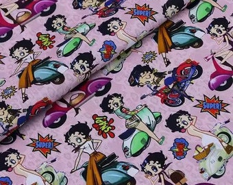 Betty Boop Fabric - Jazz Age Flapper Fabric - Cartoon Fabric - 100% Cotton Fabric - Quilting Fabric - By The Half Yard