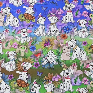 Disney One Hundred and One Dog Fabric - Cartoon Fabric - 100% Cotton Fabric - Quilting Fabric - By The Half Yard
