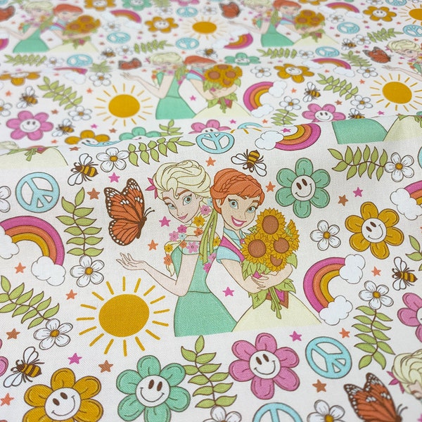 Frozen Fabric - Disney Princess Elsa Anna Fabric - Cartoon Fabric - 100% Cotton Fabric - Quilting Fabric - By The Half Yard