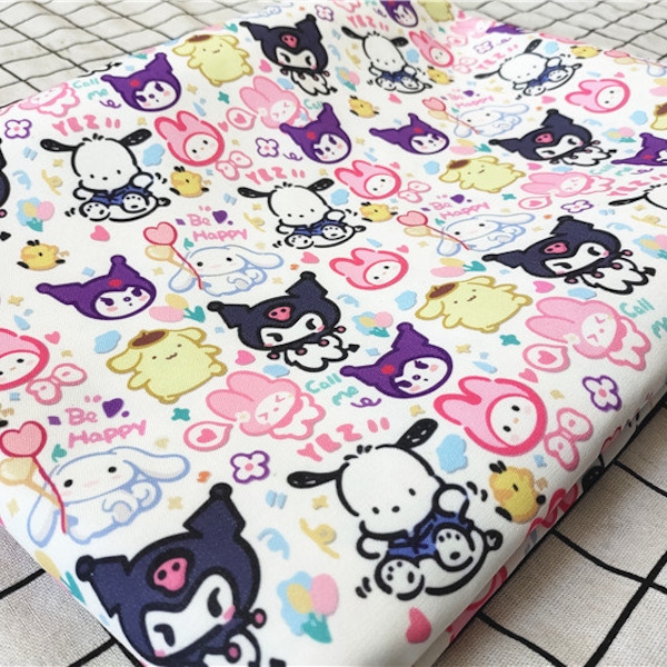 Tela de Sanrio My Melody Kuromi - Tela de sarga con dibujos animados - Lona fina - Tela para acolchado - Por media yarda