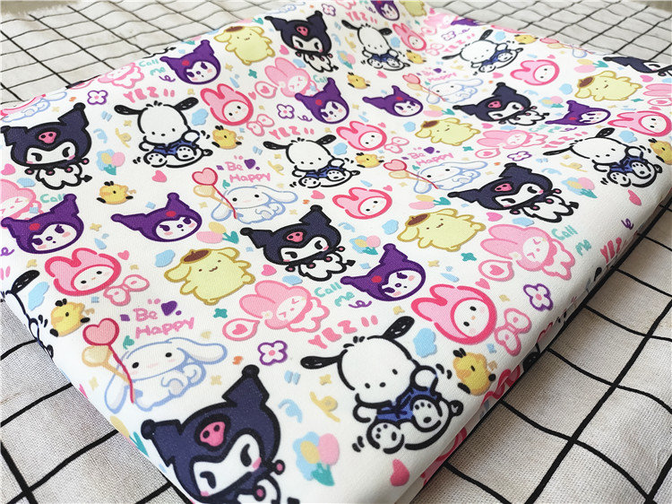 Sanrio My Melody Kuromi Fabric - Cartoon Twill Fabric - Fine Canvas Fabric - Quilting Fabric - By The Half Yard