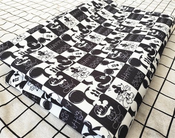Tissu Mickey Minnie Mouse - Tissu sergé de dessin animé - Tissu en toile fine - Tissu matelassé - Par la demi-cour