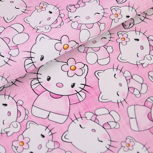 Hello Kitty Fabric - Cat Lucky Kitty Fabric - Cartoon Fabric - 100% Cotton Fabric - Quilting Fabric - By The Half Yard