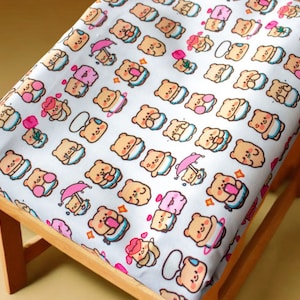 Yellow Bear Fabric - Cartoon Twill Fabric - Fine Canvas Fabric - Quilting Fabric - By The Half Yard