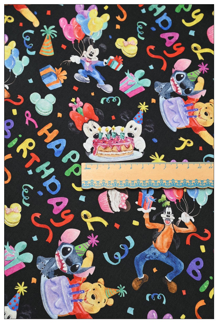 ディズニー♪birthday柄ファブリック ビンテージシーツ#ディズニー
