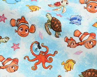 Finding Nemo Fabric - Cartoon Fabric - 100% Cotton Fabric - Quilting Fabric - By The Half Yard
