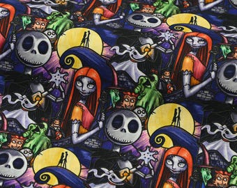 The Nightmare Before Christmas Fabric - Cartoon Fabric - 100% Cotton Fabric - Quilting Fabric - By The Half Yard