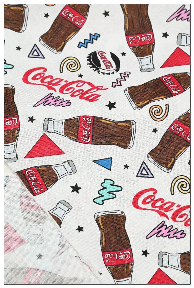 Coca-cola Fabric - Cola Fabric - Cartoon Fabric - 100% Cotton Fabric ...