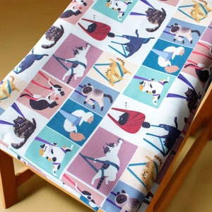Cats Fabric - Cartoon Twill Fabric - Fine Canvas Fabric - Quilting Fabric - By The Half Yard
