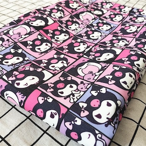 Sanrio Kuromi Fabric - Cartoon Twill Fabric - Fine Canvas Fabric - Quilting Fabric - By The Half Yard