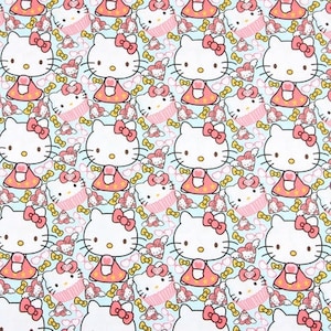 Hello Kitty Fabric - Cat Lucky Kitty Fabric - Cartoon Fabric - 100% Cotton Fabric - Quilting Fabric - By The Half Yard