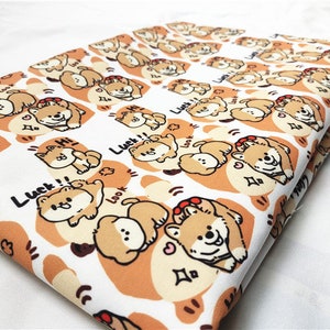 Shiba inu Fabric - Cartoon Twill Fabric - Fine Canvas Fabric - Quilting Fabric - By The Half Yard