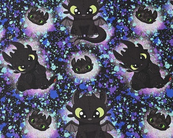 How To Train Your Dragon Fabric - Toothless Fabric- Cartoon Fabric - 100% Cotton Fabric - Quilting Fabric - By The Half Yard