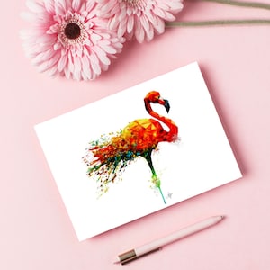 Pocztówka FLAMINGO | Akwarela | DIN A6 | Wysoki połysk