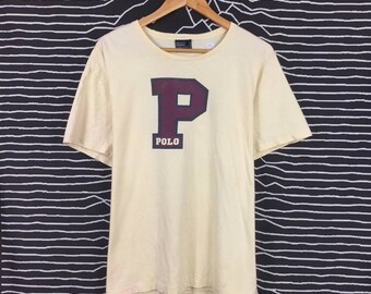 Vtg 90s 00s Polo Sport P Logo Polo Stadium 1992 Spell Out Tee / Hip Hop 90s / Lo Life T Shirt / 90s Streetwear T Shirt Size XL