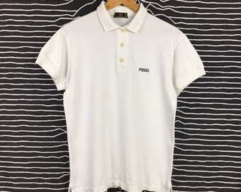 Vtg 90s FENDI Mare Multicolor Logotipo bordado Polo / Luxury90s / Camiseta de diseñador de moda / Camiseta polo icónica de los años 90 Tamaño M