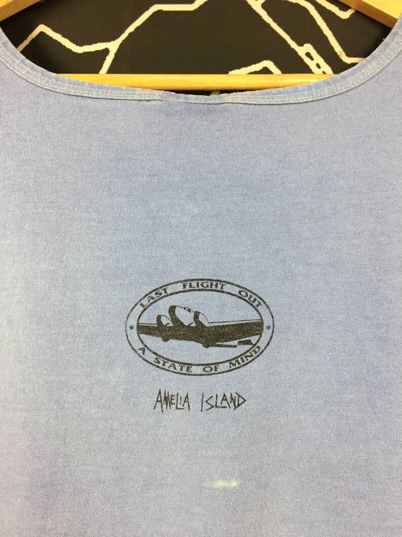 Vtg 90s Amelia Island Last Flight Out Hardcore Punk Style Tank Top