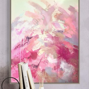 Rosa Harmonie – Abstraktes Originalbild, Acryl auf Leinwand, Moderne Kunst