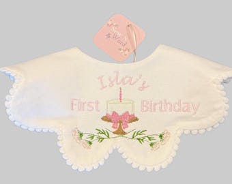 Custom Name, First Birthday Bib