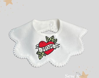 MOM Tattoo Collar Baby Bib