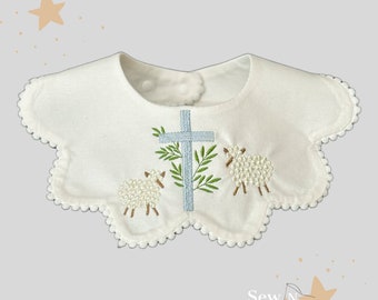 Cross and lamb collar bib