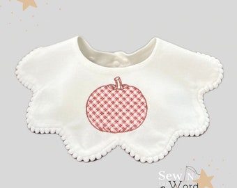 Gingham Pumpkin Collar Baby Bib