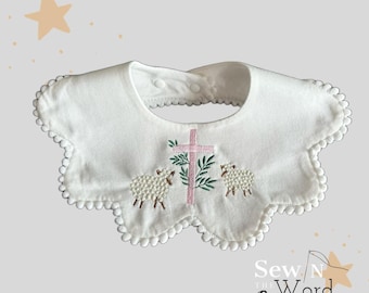 Cross and lamb collar bib