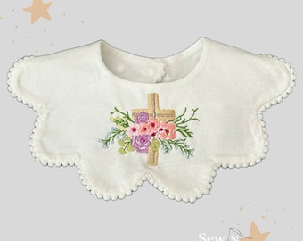 Floral Cross Collar Bib