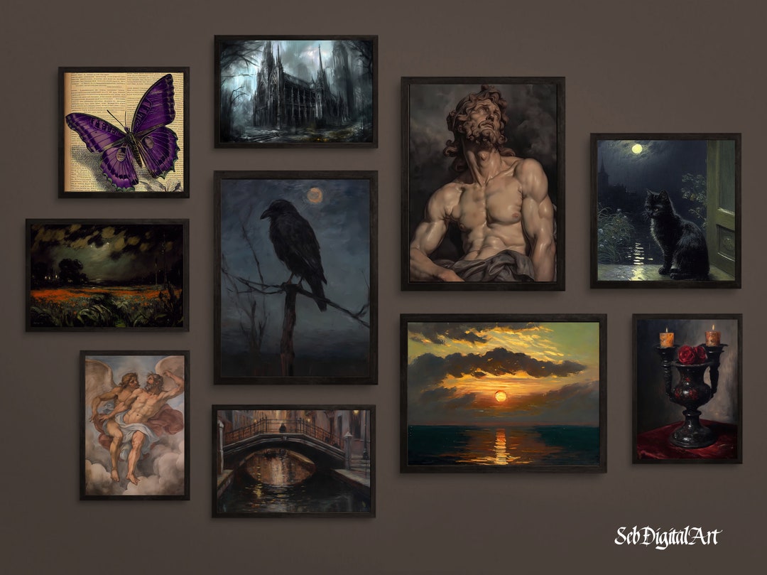Set of 10 Dark Academia Gallery Wall Set Vintage Printables Aesthetic ...