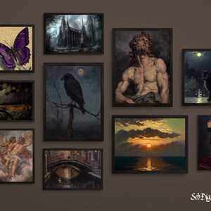 Set of 10 Dark Academia Gallery Wall Set | Vintage Printables | Aesthetic Wall Art Decor | Goth Wall Decor | Digital Prints
