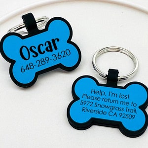 Silent Dog Tag Personalized Silicone Dog Tags Custom Dog Tag for Dogs Soundless/Quiet Dog Tag Double Sided Engraved Dog Tag Bone Shaped