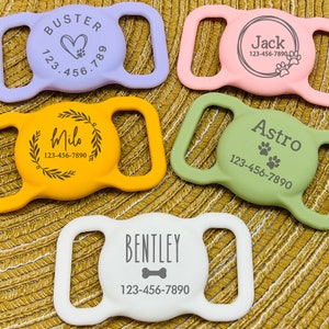 Pet Apple Air Tag Holder para Collar de perro Grabado personalizado AirTag Case Silicone Pet Collar Holder AirTag Dog Collar Cover Dog Tag Collar imagen 1