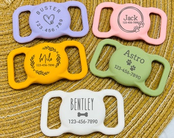 Supporto per etichetta aerea per animali domestici Apple per collare per cani Custodia Airtag personalizzata incisa Supporto per collare per animali domestici in silicone Copertura per collare per cani AirTag Collare per etichetta per cani