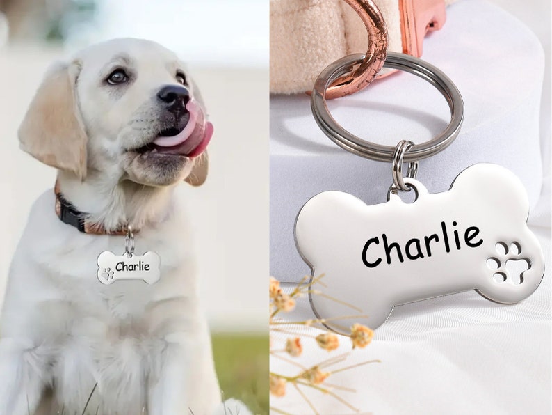 Dog Tag with Address/Phone,Hollow Paw Bone Dog ID Tag,Personalized Dog Tag,Customized Dog Tag,Dog Collar Tag,Dog Name Tag,Unique Pet Tags image 9
