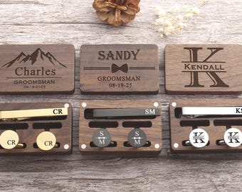 Groomsmen Gifts, Tie Clip Personalized, Groomsmen Cufflinks, Best Man Gift, Wedding Cuff Links Tie Clip Set, Groomsmen Proposal, Usher Gifts