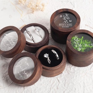 Personalized Wooden Wedding Ring Box, Engagement Ring Box, Proposal Ring Bearer, Custom Engraved Proposal Holder, Anniversary Gifts for Her