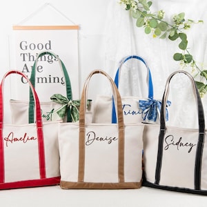 Custom Canvas Tote Bag, Personalised Tote Bag, Name Tote Bag, Bridesmaid Gift Bag, Embroidered with Initials Custom Tote, Personalized Gift