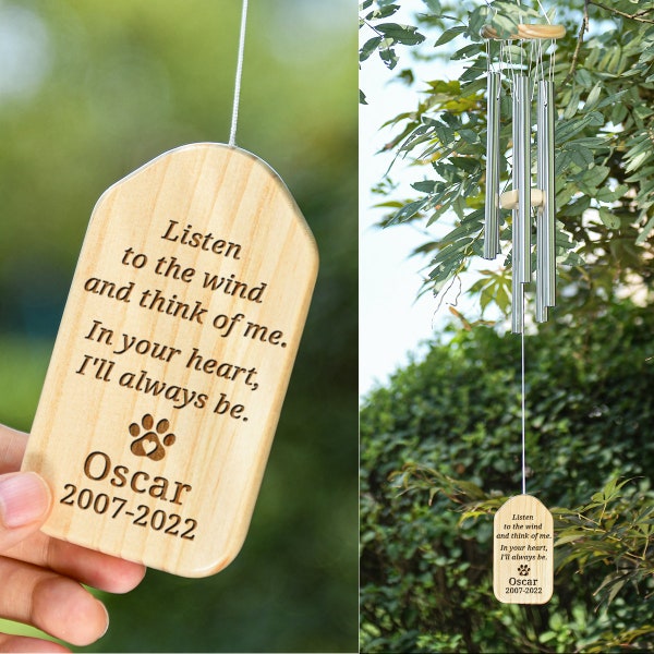 In Loving Memory Wind Chime,Memorial Windchime,Remembrance Windchime,Bereavement Gift,Pet Loss Sympathy Gift,Personalized Wind Chimes,Bamboo