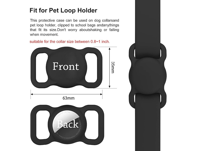 Pet Apple Air Tag Holder para Collar de perro Grabado personalizado AirTag Case Silicone Pet Collar Holder AirTag Dog Collar Cover Dog Tag Collar imagen 7